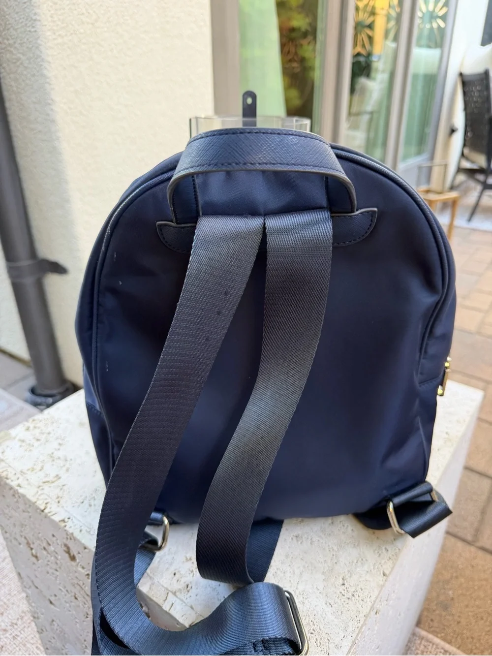 Karl Lagerfeld Navy Backpack with Gold-Tone Logo